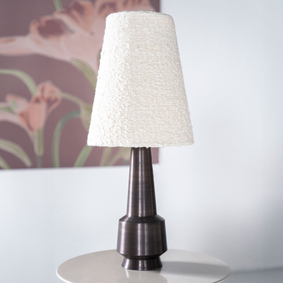By-Boo Tafellamp 'Dawn' Bouclé en metaal, 61cm hoog afbeelding 1