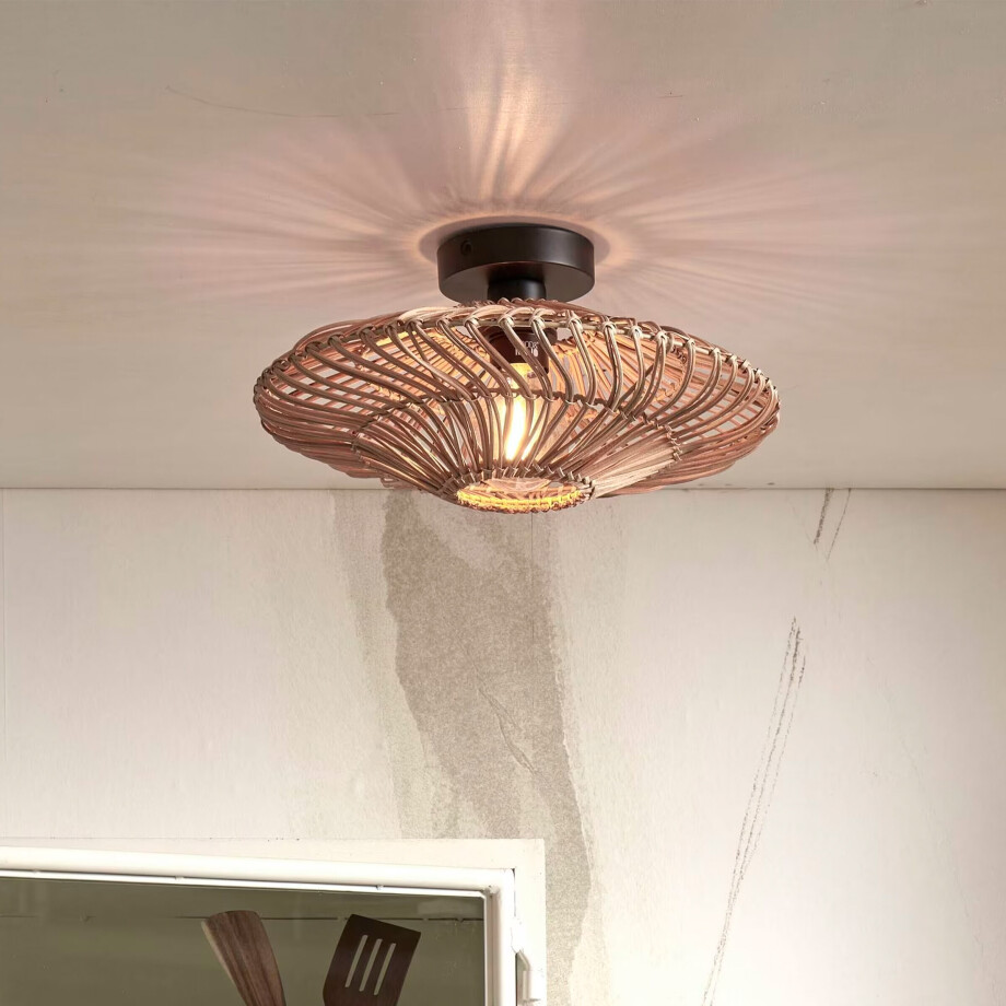GOOD&MOJO Plafondlamp 'Zanzibar' Rotan, 40cm, kleur Naturel GOOD&MOJO Plafondlamp 'Zanzibar' Rotan, 40cm, kleur Naturel afbeelding 1