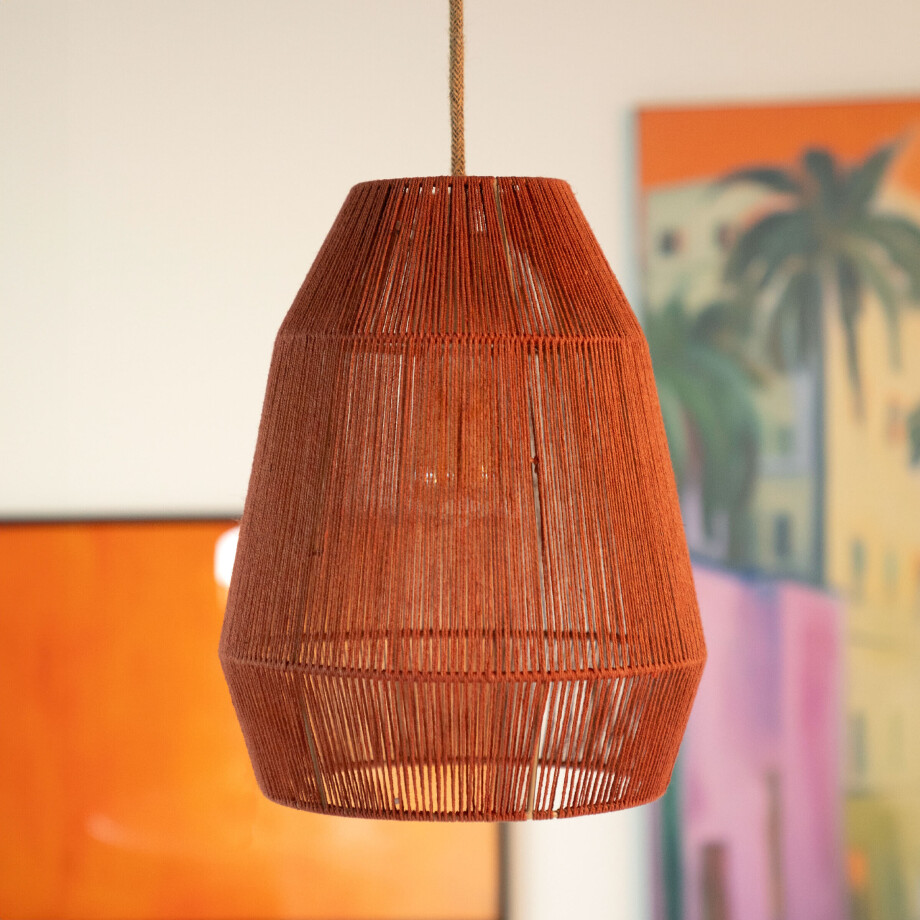 By-Boo Hanglamp 'Cirque' Jute, kleur Rood afbeelding 1
