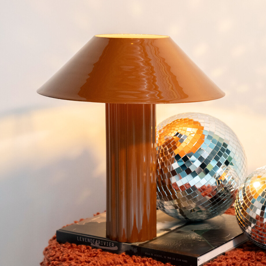 By-Boo Tafellamp 'Pallas' 44cm hoog, kleur Mosterdgeel afbeelding 1