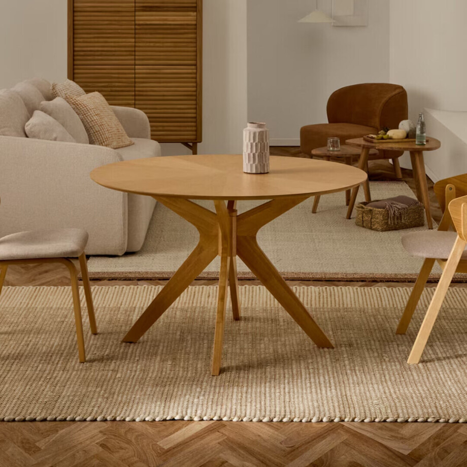 Kave Home Ronde Eettafel 'Naanim' Eiken en rubberhout, 120cm afbeelding 1