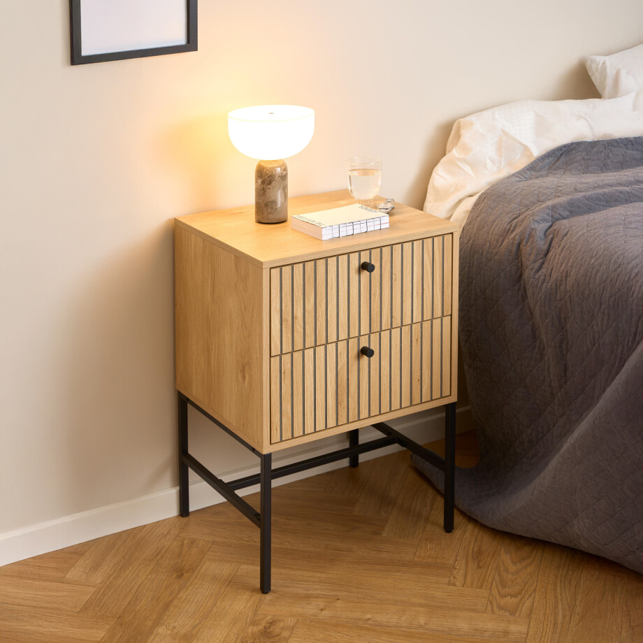 Bendt Nachtkastje 'Davon' Eikenlook, Met 2 laden afbeelding 1