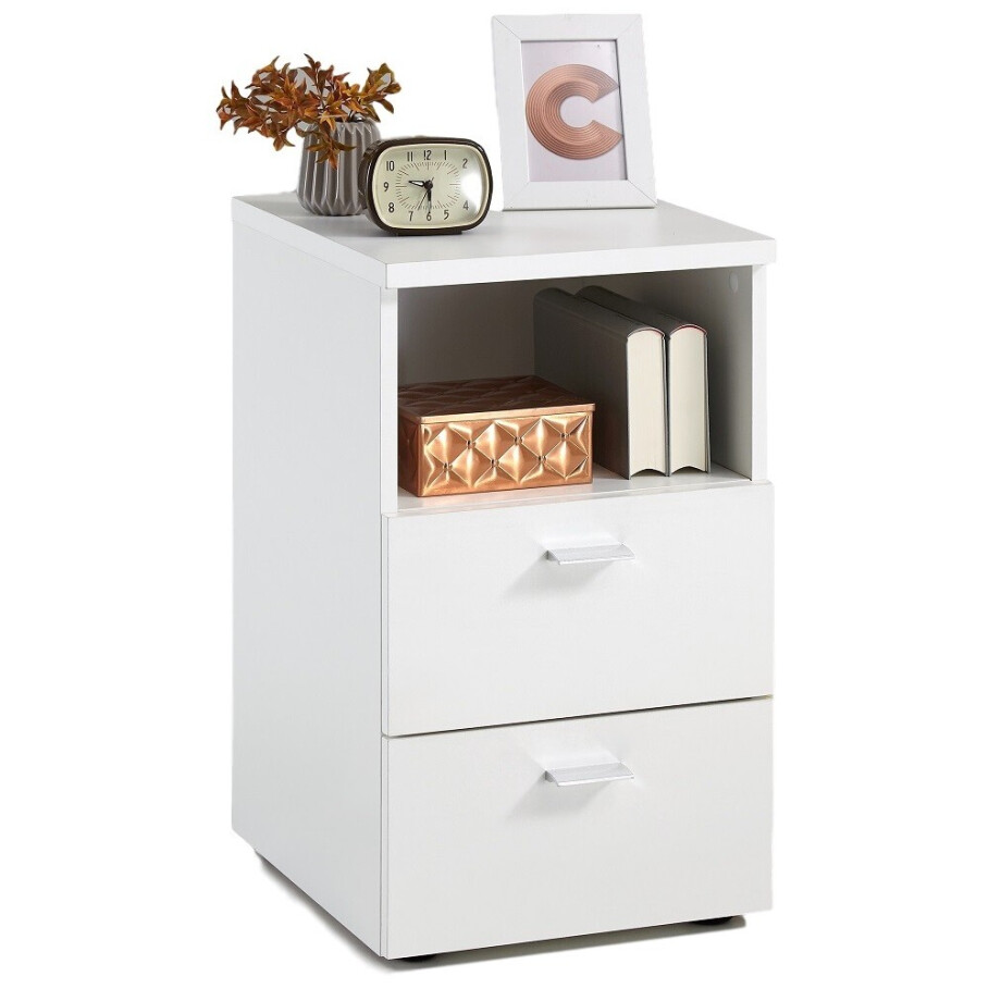 Nachtkastje Colima Small 62 cm hoog in wit afbeelding 1