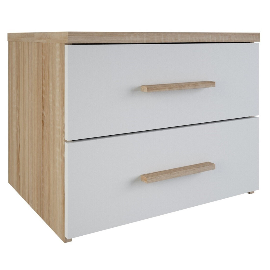 Nachtkastje Selena 40 cm hoog - eiken met wit Nachtkastje Selena 40 cm hoog - eiken met wit afbeelding 1