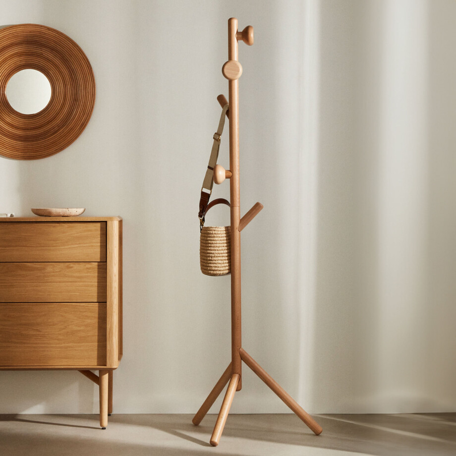 Kave Home Kapstok 'Nadue' Beukenhout, 170cm hoog, kleur Naturel Kave Home Kapstok 'Nadue' Beukenhout, 170cm hoog, kleur Naturel afbeelding 1