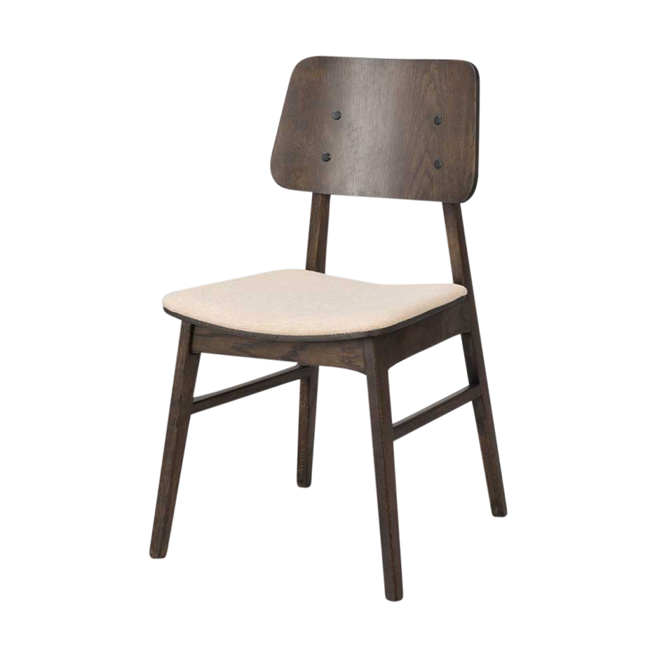 Nagano houten eetkamerstoel bruin - met beige zitkussen Nagano houten eetkamerstoel bruin - met beige zitkussen afbeelding 1