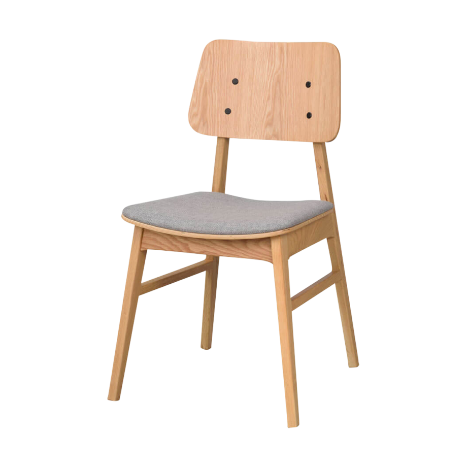 Nagano houten eetkamerstoel naturel - met grijs zitkussen Nagano houten eetkamerstoel naturel - met grijs zitkussen afbeelding 1