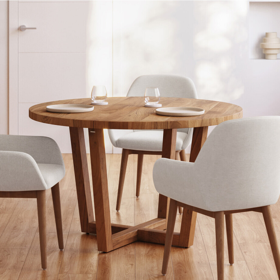 Kave Home Ronde Eettafel 'Nahla' Acaciahout, 120cm Kave Home Ronde Eettafel 'Nahla' Acaciahout, 120cm afbeelding