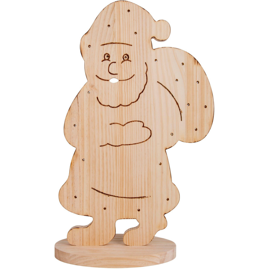 näve Decoratief ledobject Santa, kerstdecoratie van hout Houten vloerlamp, hoogte ca. 80 cm, op batterijen (1 stuk) afbeelding 1