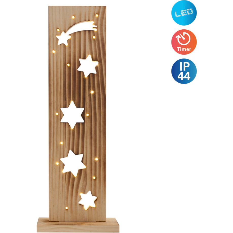 näve Decoratief ledobject Sterren, kerstdecoratie van hout Houten vloerlamp, hoogte ca. 60 cm, op batterijen (1 stuk) afbeelding 1
