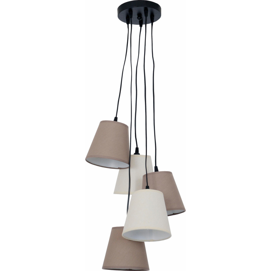 näve Hanglamp Boho E14 max. 40 W, textiel (polyester/cotton), beige/bruin, d: 35 cm afbeelding 1