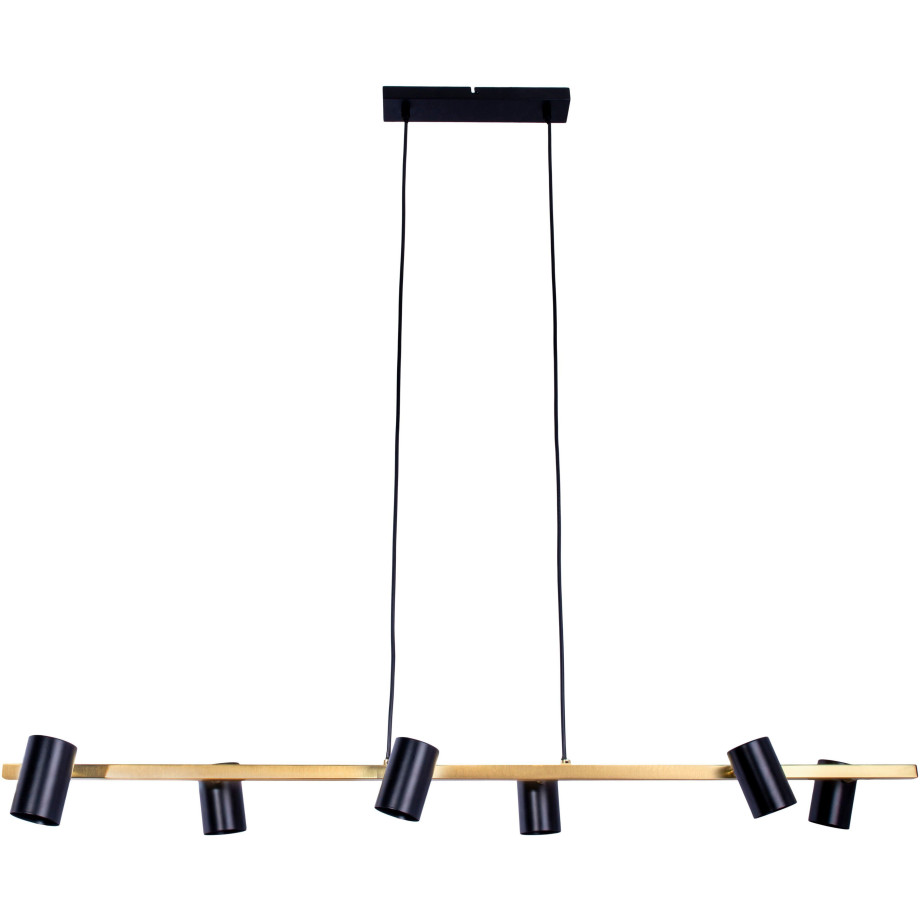 näve Hanglamp Frida 6-vlamig, gu10, spots zwart mat, messing, hoogte 120 cm, lengte 115 cm (1 stuk) afbeelding 1