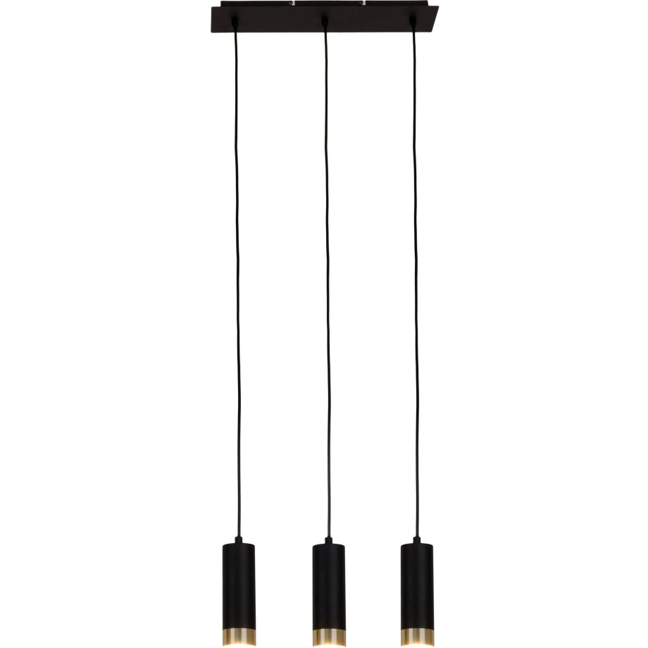 näve Hanglamp Fridu van matzwart ijzer met gouden randen, lengte 48 cm, voor 3x gu10 (1 stuk) afbeelding 1