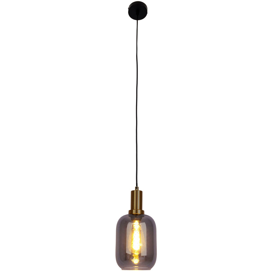 näve Hanglamp Fumo van metaal in zwart en goud en rookglas, ø ca. 22 cm, hoogte 150 cm (1 stuk) afbeelding 1