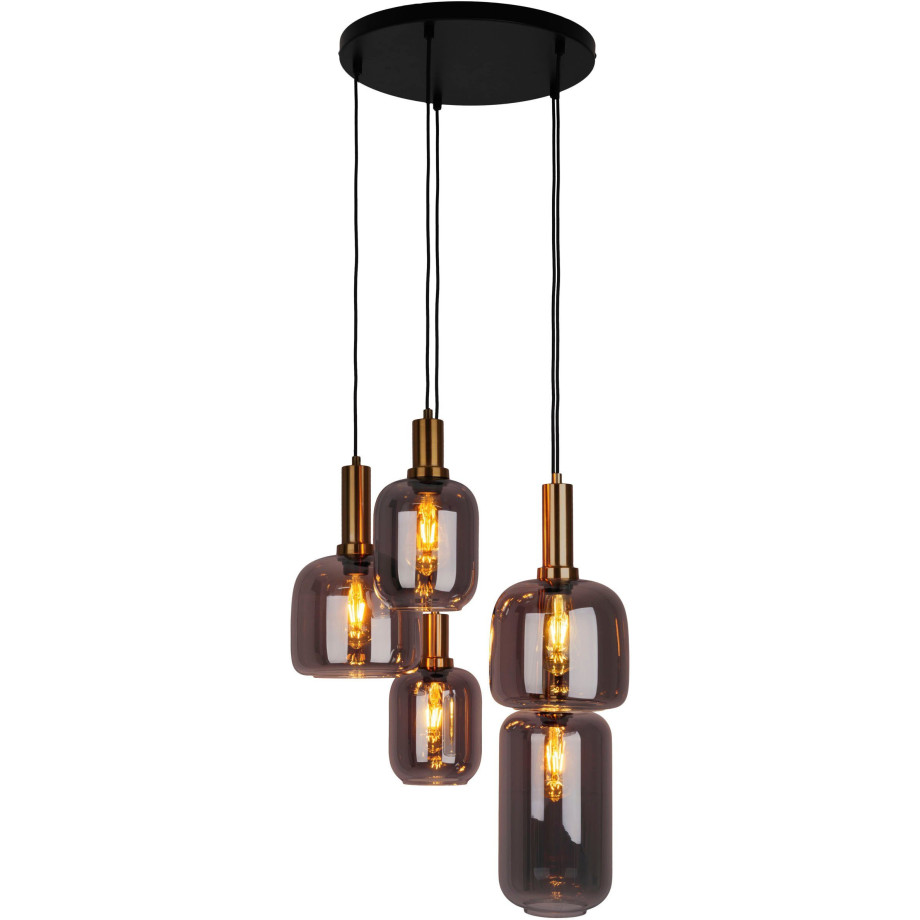 näve Hanglamp Fumo van metaal in zwart en goud en rookglas, ø ca. 55 cm, hoogte 150 cm (1 stuk) afbeelding 1