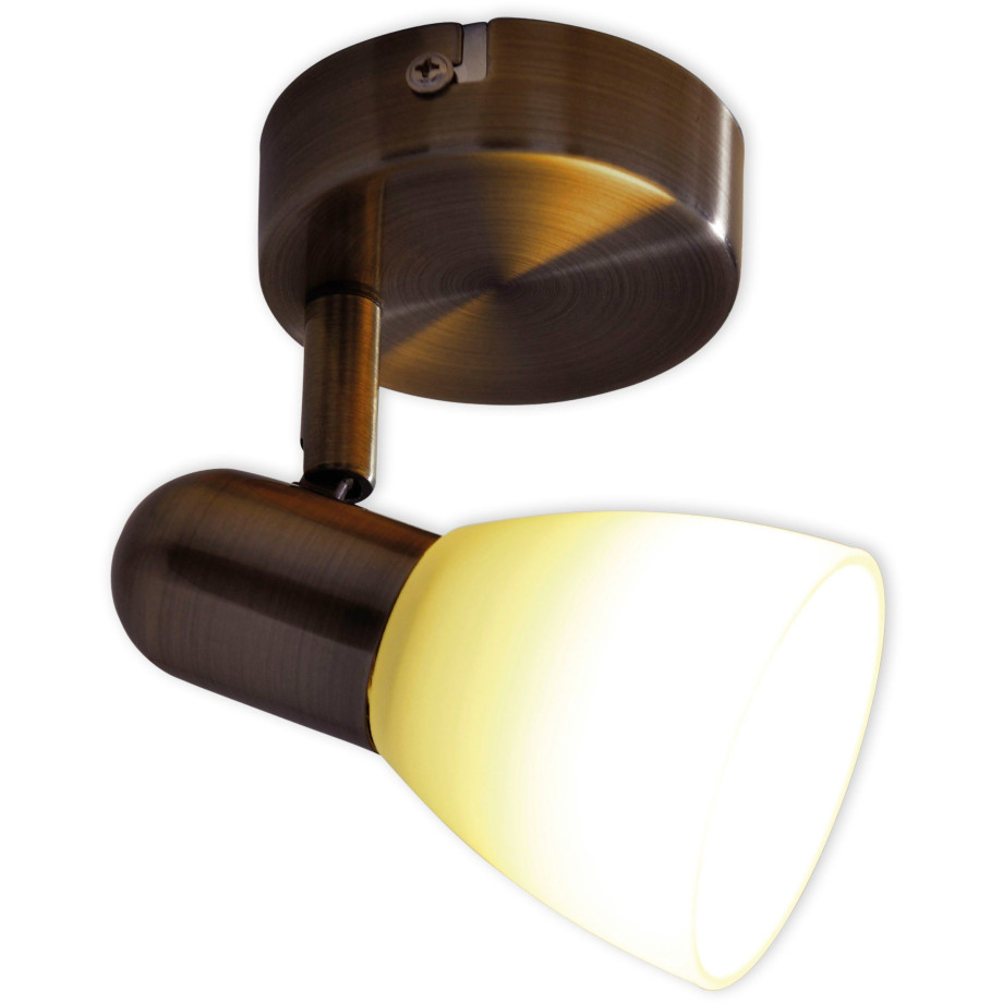 näve Ledplafondspot voor buiten Mestre 1x led wand- en plafondspot, e14, bruin, glazen kap wit (1 stuk) afbeelding 1