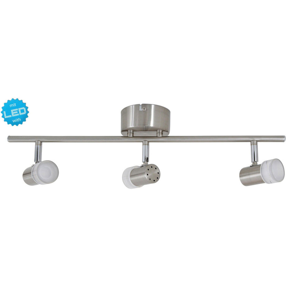 näve Ledplafondspots Malaga 3-delige led wand- en plafondspot, staal blank, 3xled warmwit, l: 61 cm (1 stuk) afbeelding 1