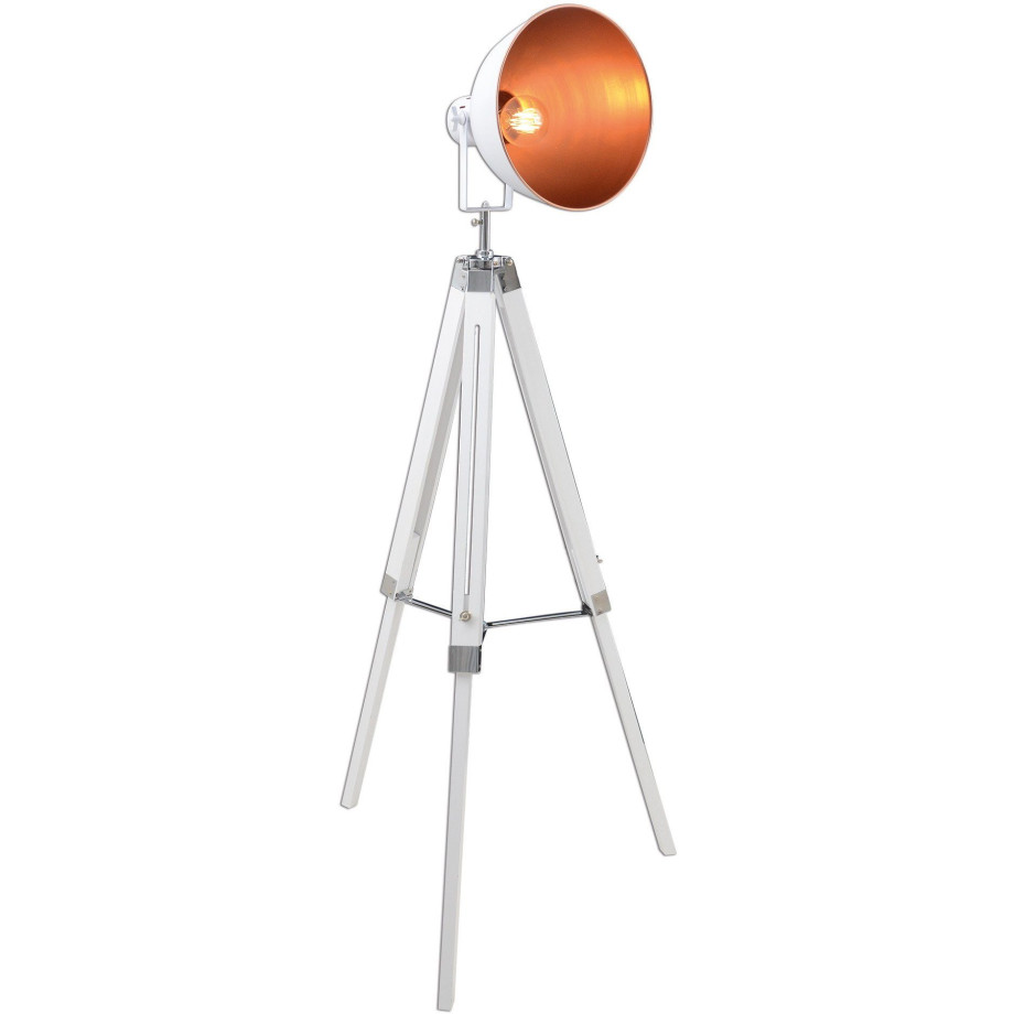 näve Staande lamp Christie E27 max. 40 W, metaal/hout (grenenhout), hoogte verstelbaar: 90-130 cm afbeelding 1