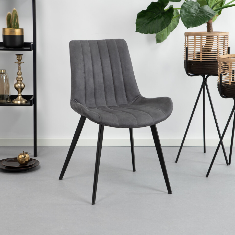 Tower Living Eetkamerstoel 'Eljas' kleur antraciet Tower Living Eetkamerstoel 'Eljas' kleur antraciet afbeelding 1
