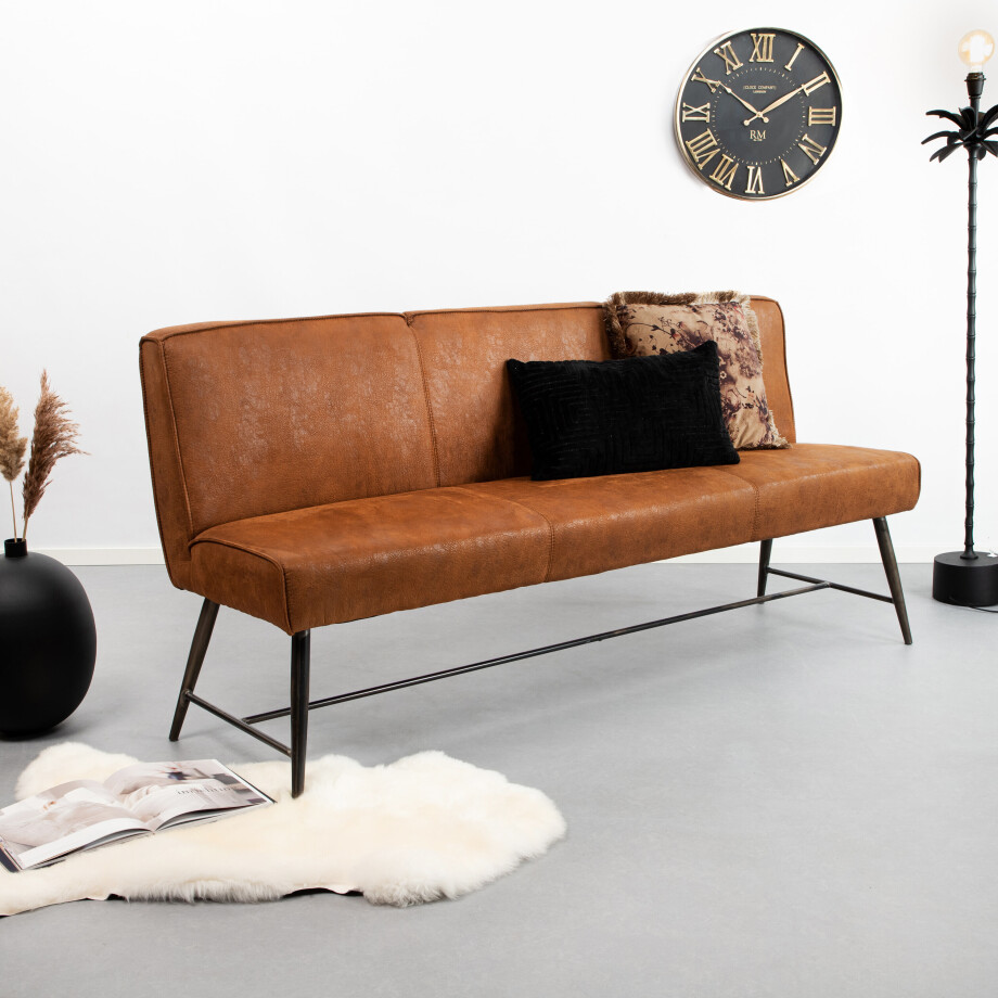 Tower Living Eetkamerbank 'Belmonte' 185cm, kleur cognac afbeelding 1