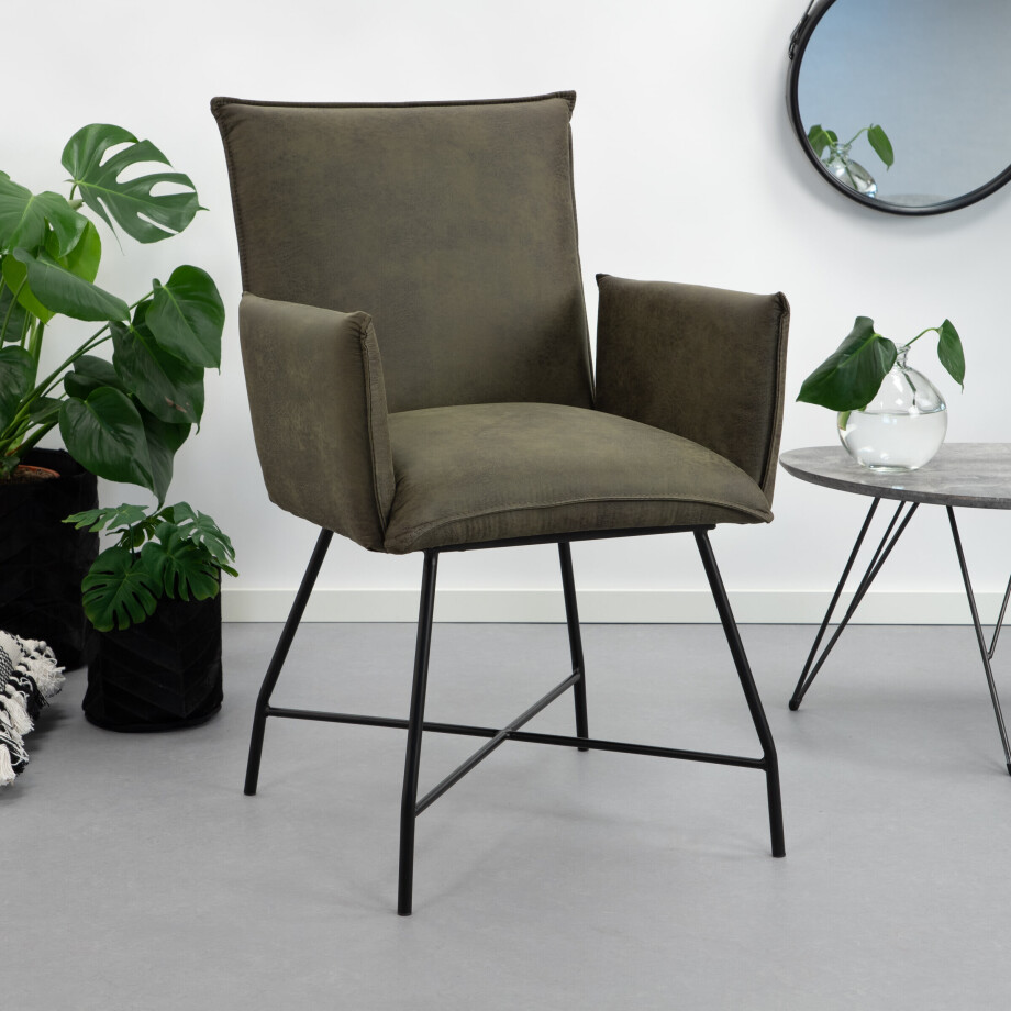 Sohome Eetkamerstoel 'Kostas' met armleuning, kleur groen afbeelding 1