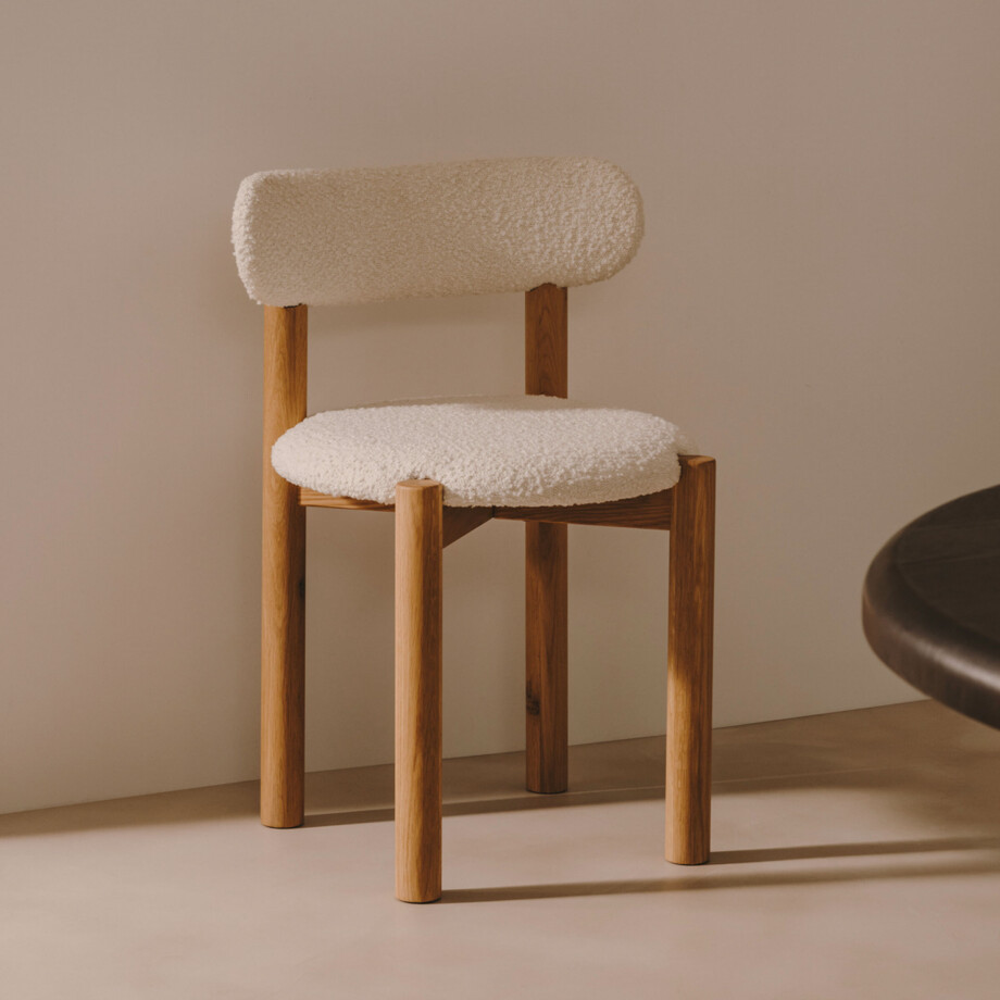 Kave Home Eetkamerstoel 'Nebai' Bouclé, kleur Wit afbeelding 1