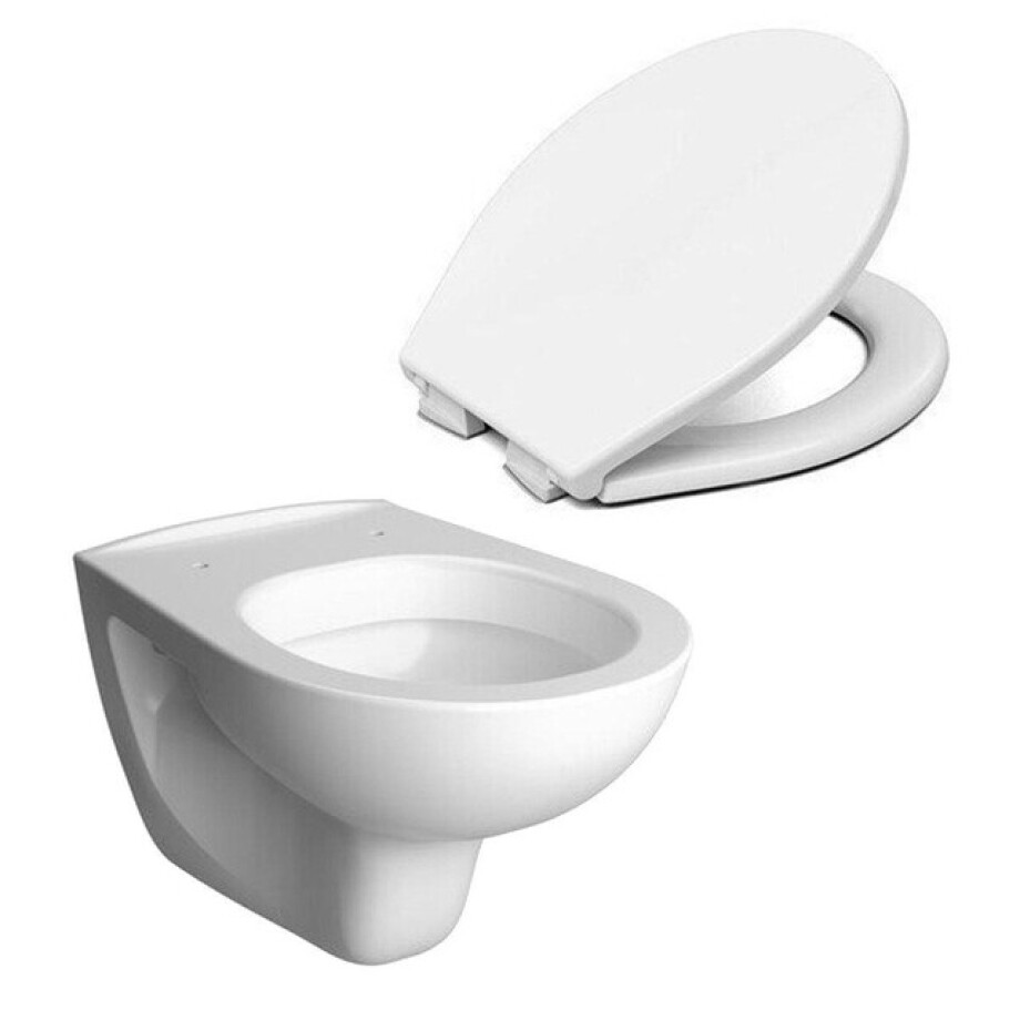 Nemo Intro Star verkort hangtoilet met closetzitting porselein wit SW773625 - SW481975 afbeelding 1