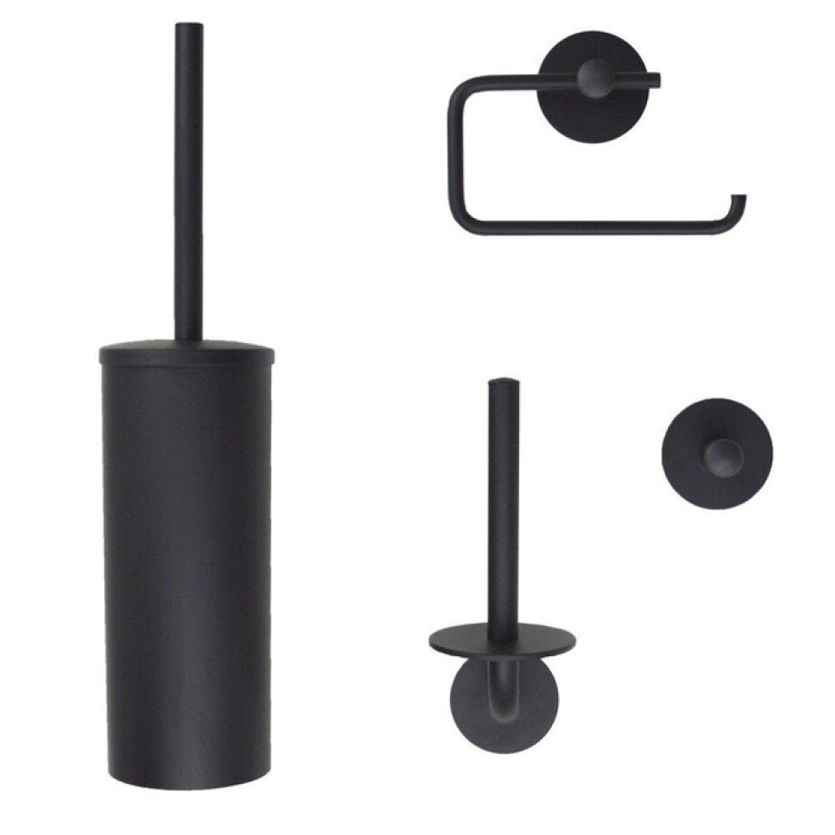Nemo Spring Nero toiletaccessoireset toiletborstelset toiletrolhouder reserverolhouder enkele haak mat zwart AQ4P301Z afbeelding 1