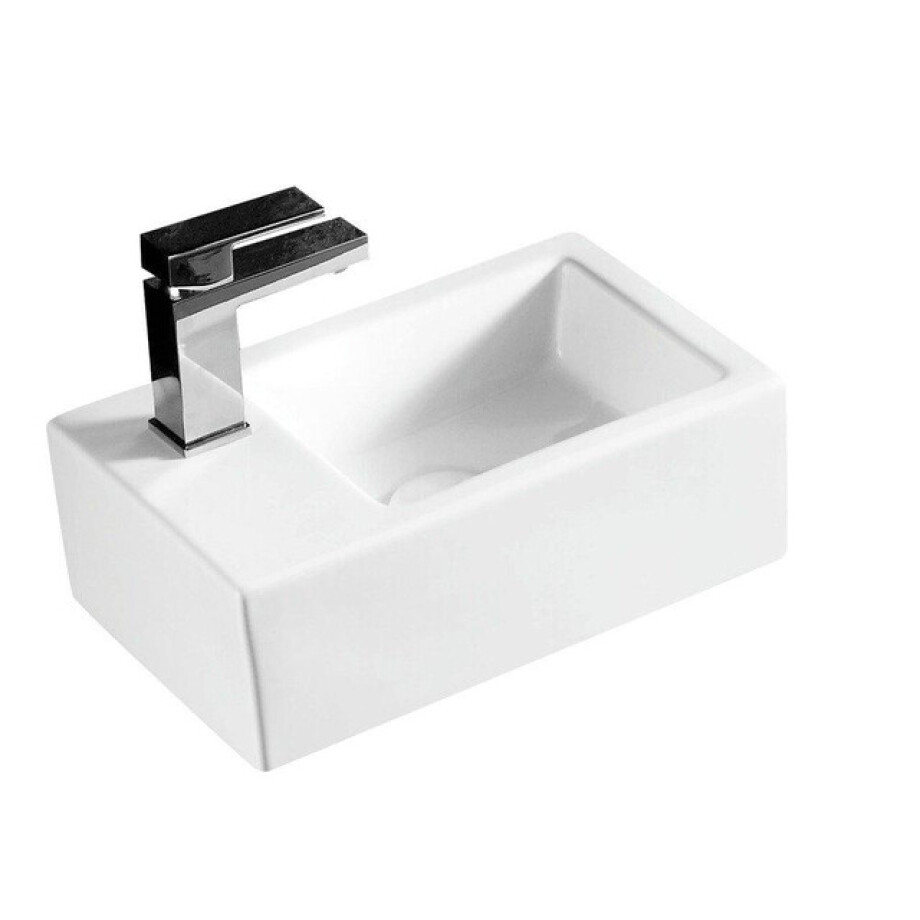 Nemo Spring Sula Handwasbakje - rechthoekig - 37x23.5cm - D4.5cm - kraangat links D3.5cm - zonder overloop - zonder afvoerplug - porselein wit TR4331A Nemo Spring Sula Handwasbakje - rechthoekig - 37x23.5cm - D4.5cm - kraangat links D3.5cm - zonder overloop - zonder afvoerplug - porselein wit TR4331A afbeelding 1