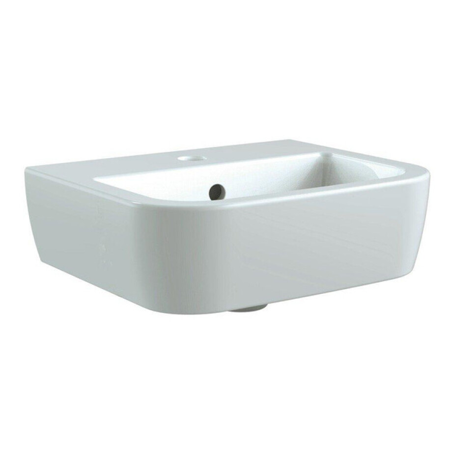 Nemo Spring Sun handwasbakje 400 x 325 x165 mm porselein wit rechthoekig voorgeboord centraal kraangat met overloop LH10100 afbeelding 1