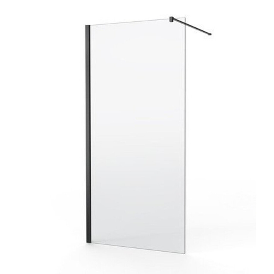 Nemo Spring Walk-In - vaste wand - 8mm helder glas - easyclean - veiligheidsglas - omkeerbaar - 140x200cm - stabilisatiestang 120cm - zwart WR140-B/C Nemo Spring Walk-In - vaste wand - 8mm helder glas - easyclean - veiligheidsglas - omkeerbaar - 140x200cm - stabilisatiestang 120cm - zwart WR140-B/C afbeelding 1