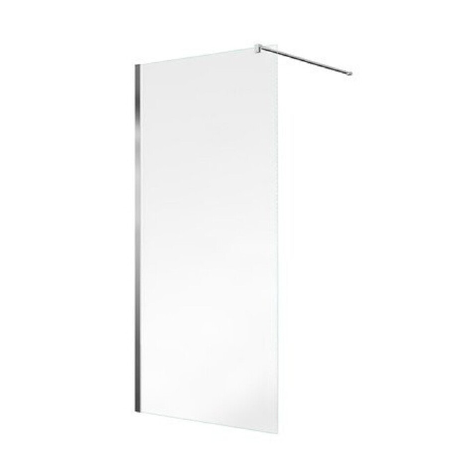 Nemo Spring Walk-In - vaste wand - 8mm helder veiligheidsglas - easyclean - omkeerbaar - anti-kalk - 80x120 - stabilisatiestang - verchroomd aluminium WR80-C/C afbeelding 1