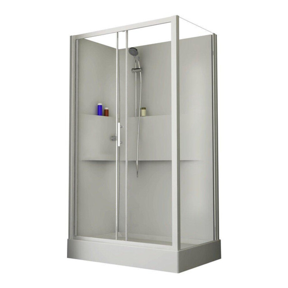 Nemo Start Lilou douchecabine 120x80cm schuifdeur met zijwand met douchebak acryl wit profiel en helder glas CLL2P120T-1AA afbeelding 1