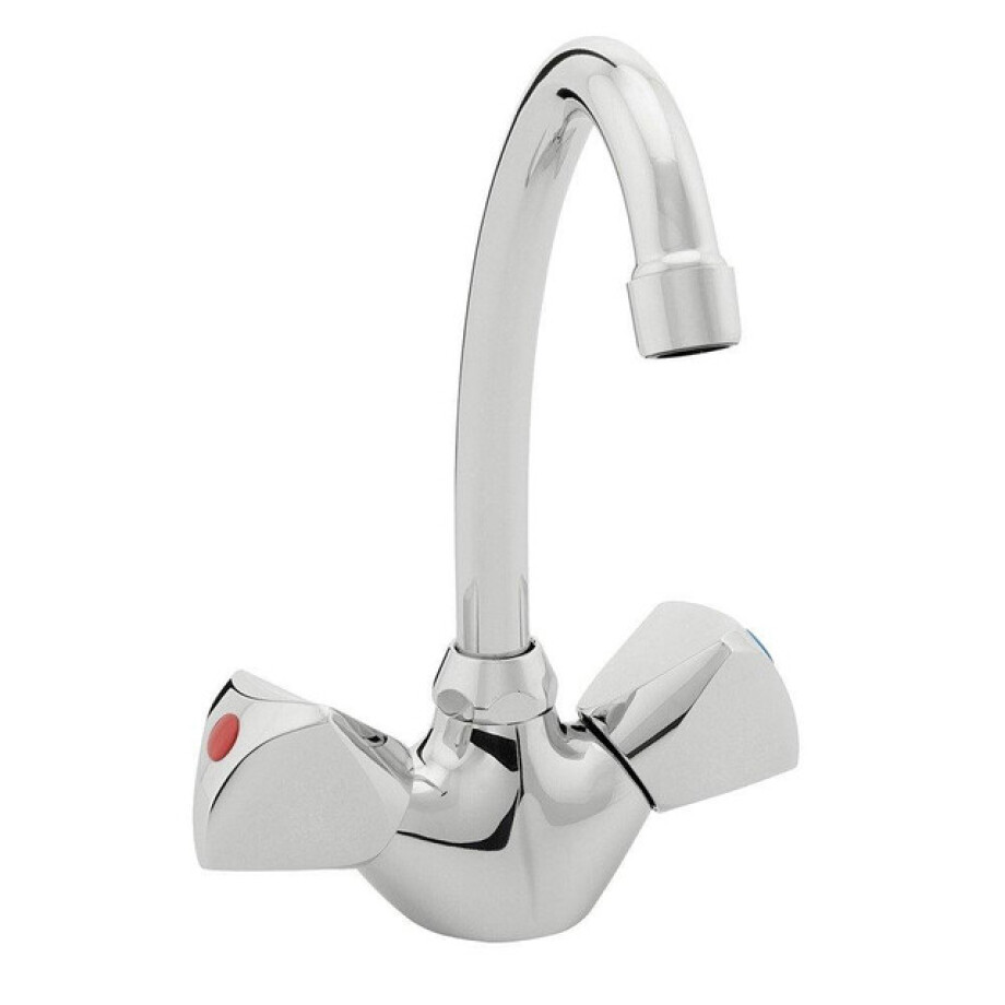 Nemo Start Riga wastafelmengkraan tweegreeps eengats montage op wastafel met beweegbare bek met automatische lediging chroom 17.104-CROM Nemo Start Riga wastafelmengkraan tweegreeps eengats montage op wastafel met beweegbare bek met automatische lediging chroom 17.104-CROM afbeelding 1