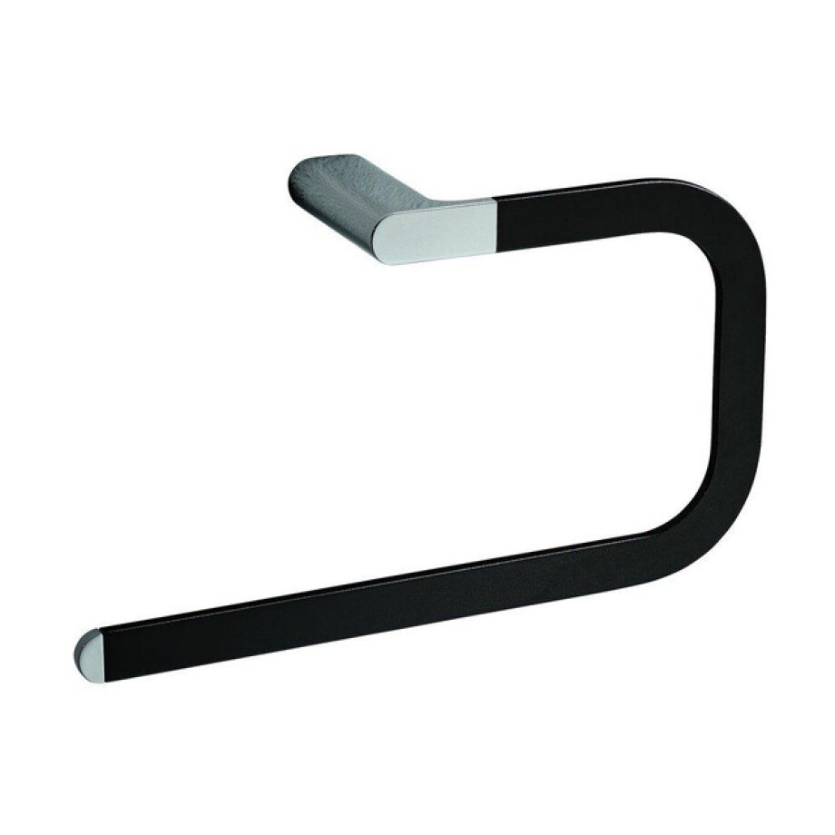 Nemo Stock Scura handoekring wandmontage 280 x 160 x 80 mm messing verchroomd zwart soft touch A20160CU0010VM afbeelding 1