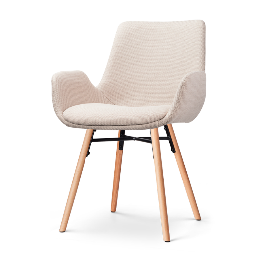 Nena-Eef eetkamerstoel beige - houten onderstel Nena-Eef eetkamerstoel beige - houten onderstel afbeelding 1