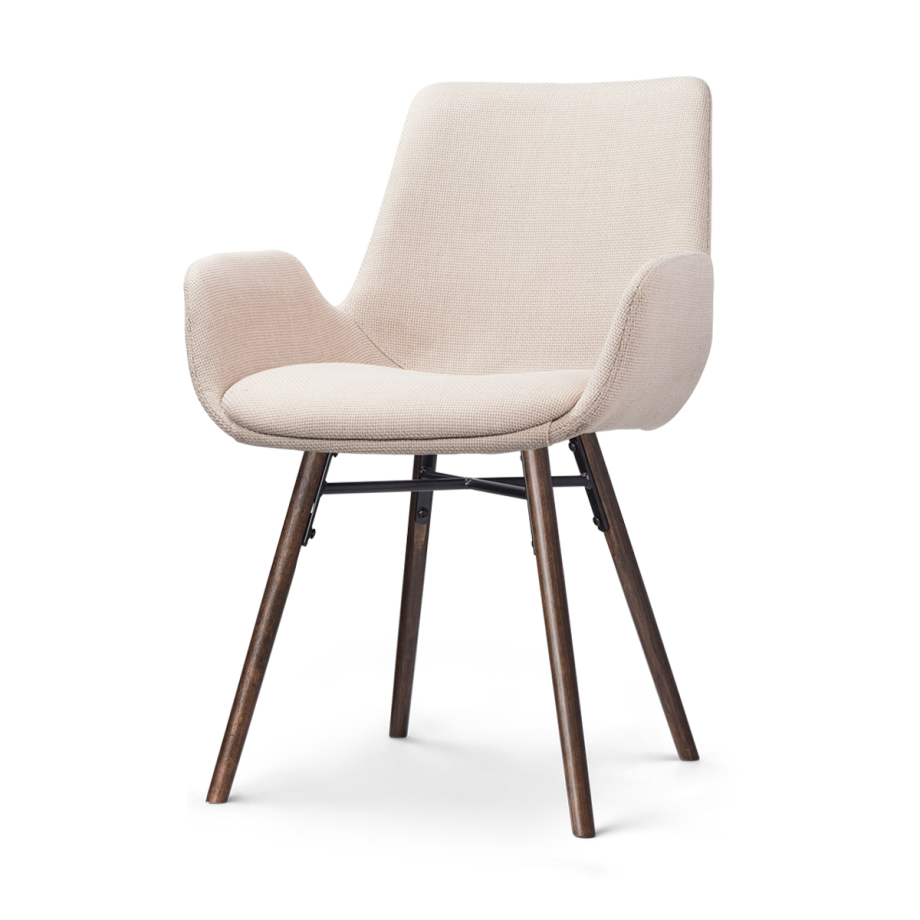 Nena-Eef eetkamerstoel beige - walnoot houten onderstel Nena-Eef eetkamerstoel beige - walnoot houten onderstel afbeelding 1