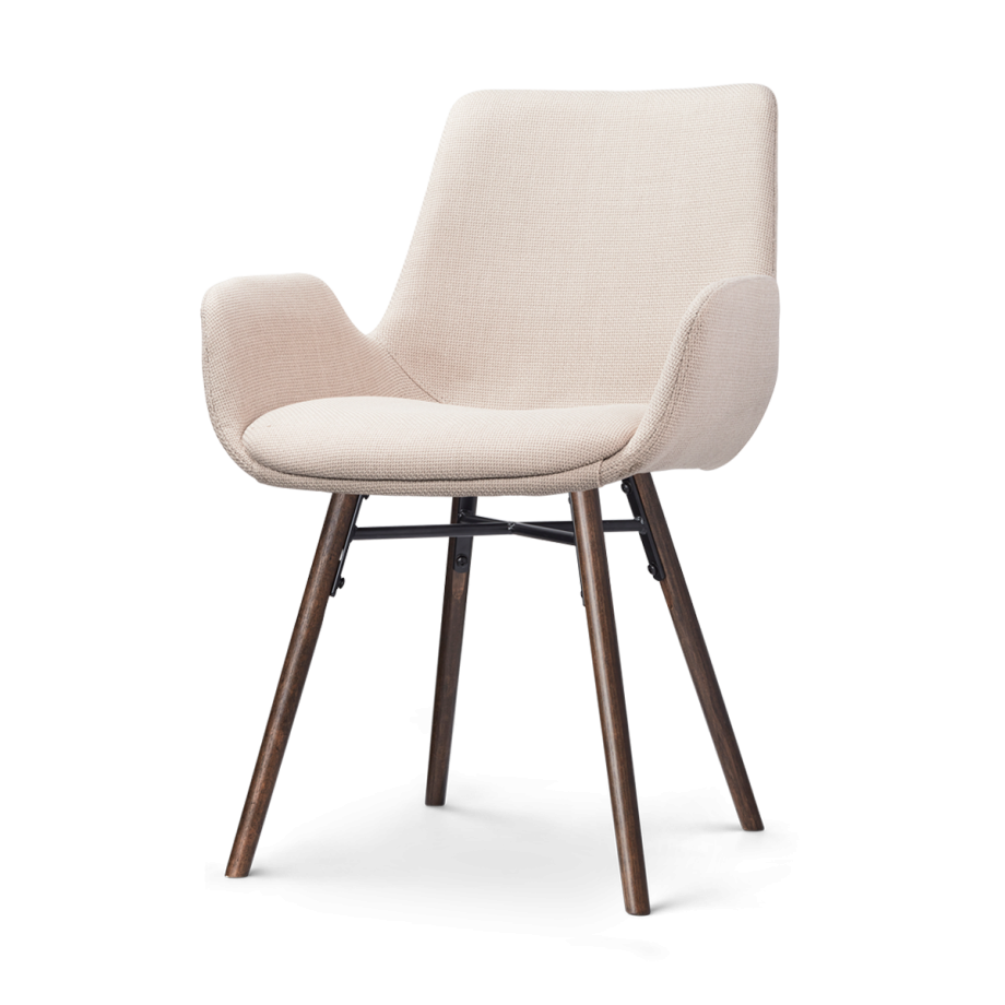 Nena-Eef eetkamerstoel beige - walnoot houten onderstel afbeelding 1