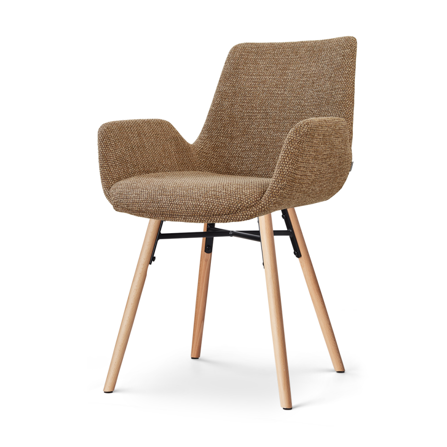 Nena-Eef eetkamerstoel bruin blend - houten onderstel afbeelding 1