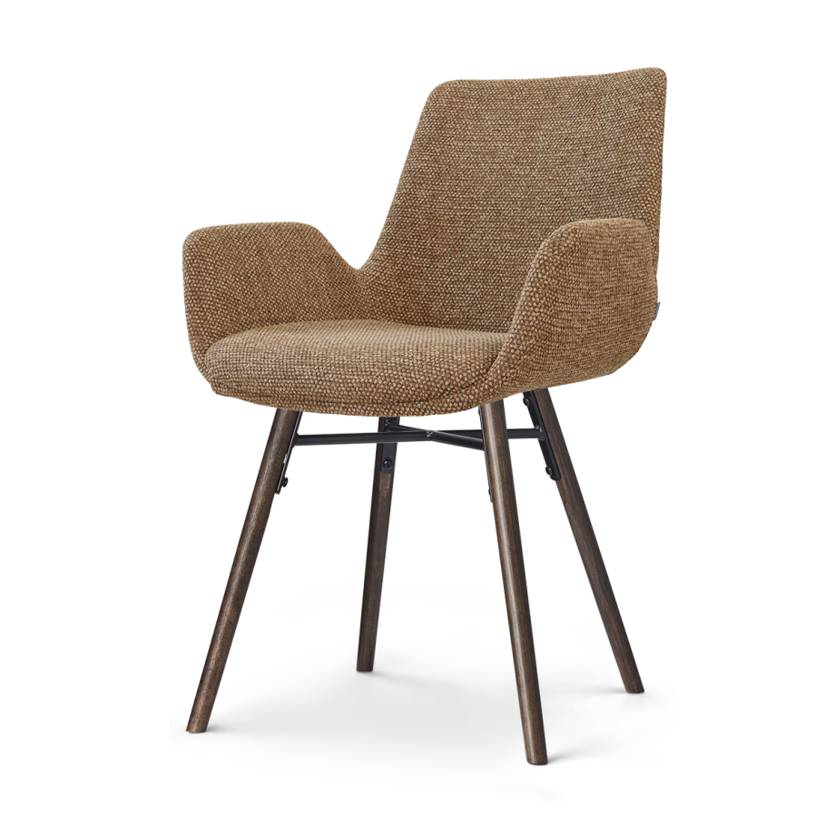 Nena-Eef eetkamerstoel bruin blend - walnoot houten onderstel afbeelding 1