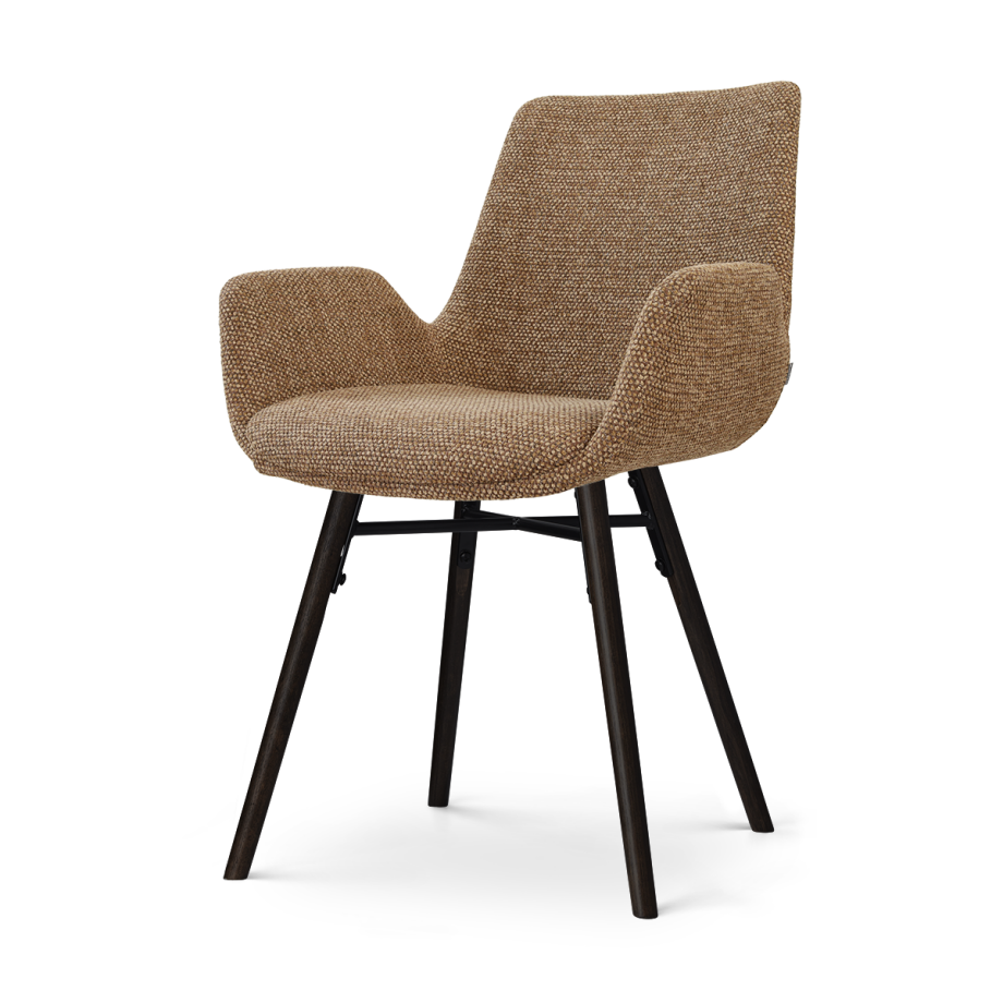 Nena-Eef eetkamerstoel bruin blend - zwart houten onderstel afbeelding 1