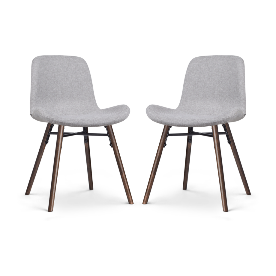 Nena-Fé eetkamerstoel lichtgrijs - walnoot houten onderstel - set van 2 Nena-Fé eetkamerstoel lichtgrijs - walnoot houten onderstel - set van 2 afbeelding 1