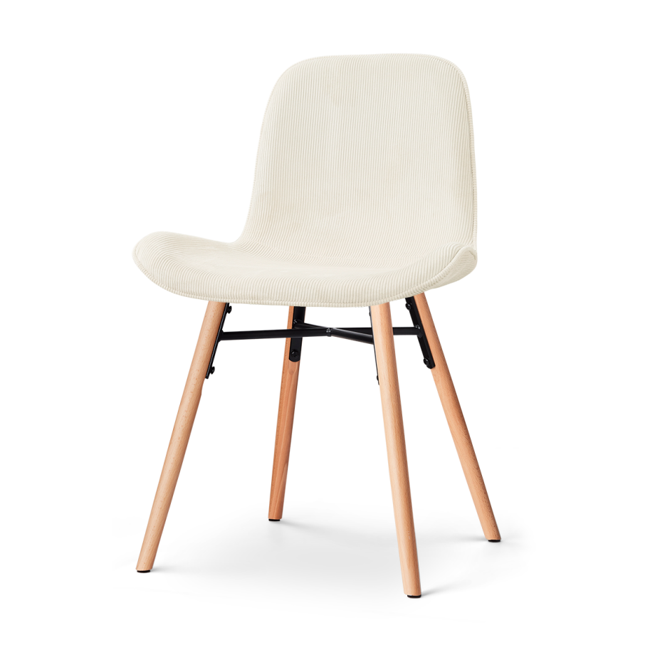 Nena-Fé eetkamerstoel rib beige - houten onderstel Nena-Fé eetkamerstoel rib beige - houten onderstel afbeelding 1