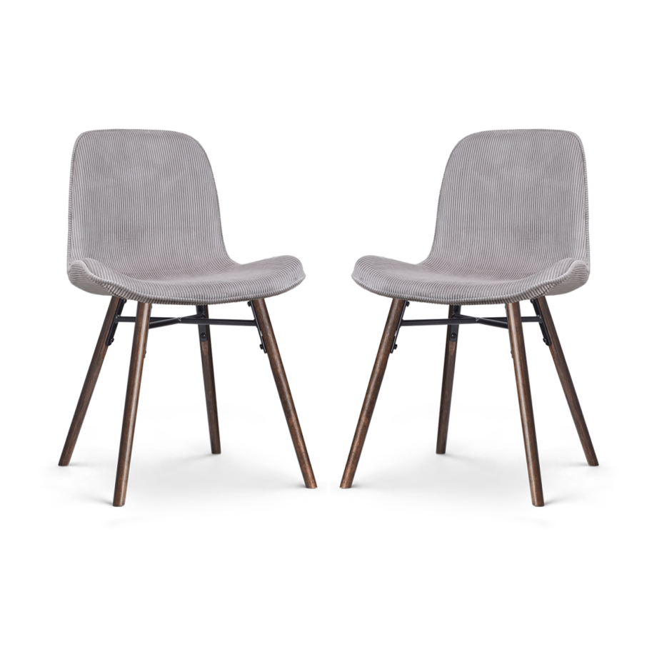 Nena-Fé eetkamerstoel rib warm grijs - walnoot houten onderstel - set van 2 Nena-Fé eetkamerstoel rib warm grijs - walnoot houten onderstel - set van 2 afbeelding 1