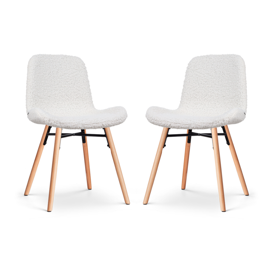 Nena-Fé eetkamerstoel teddy gebroken wit - houten onderstel - set van 2 Nena-Fé eetkamerstoel teddy gebroken wit - houten onderstel - set van 2 afbeelding 1