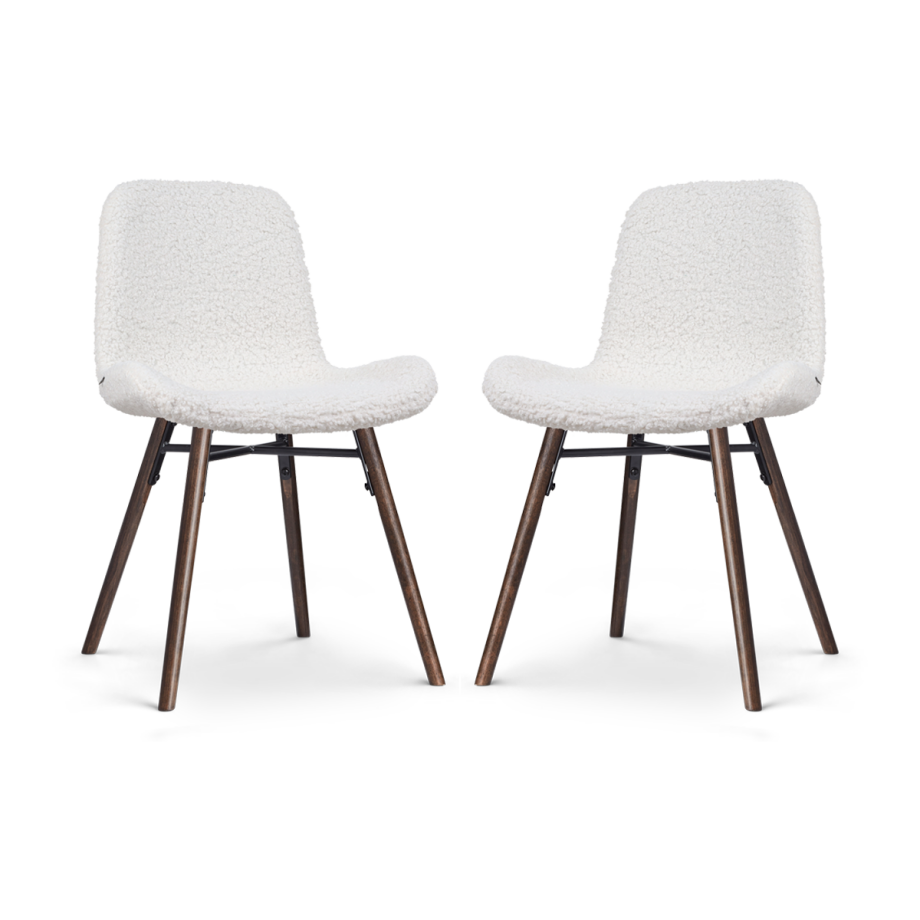 Nena-Fé eetkamerstoel teddy gebroken wit - walnoot houten onderstel - set van 2 Nena-Fé eetkamerstoel teddy gebroken wit - walnoot houten onderstel - set van 2 afbeelding 1