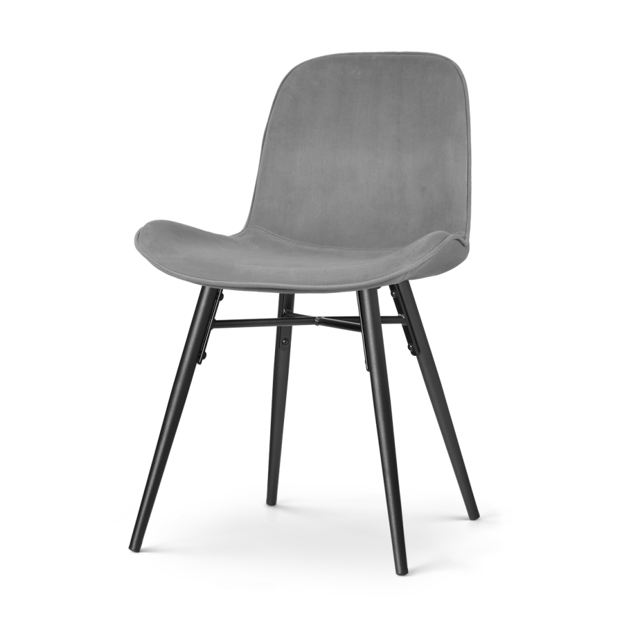 Nena-Fé eetkamerstoel velvet grijs - zwart houten onderstel Nena-Fé eetkamerstoel velvet grijs - zwart houten onderstel afbeelding 1