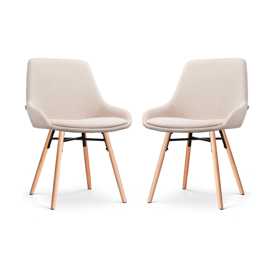 Nena-Isa eetkamerstoel beige - houten onderstel - set van 2 Nena-Isa eetkamerstoel beige - houten onderstel - set van 2 afbeelding 1