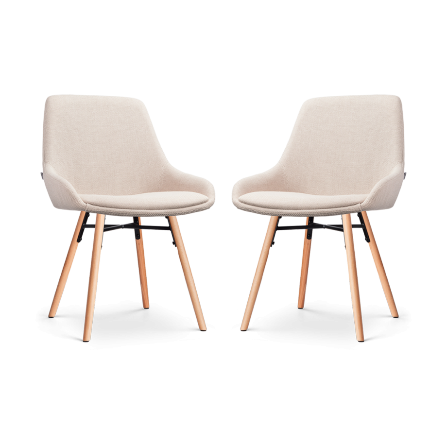 Nena-Isa eetkamerstoel beige - houten onderstel - set van 2 afbeelding 1