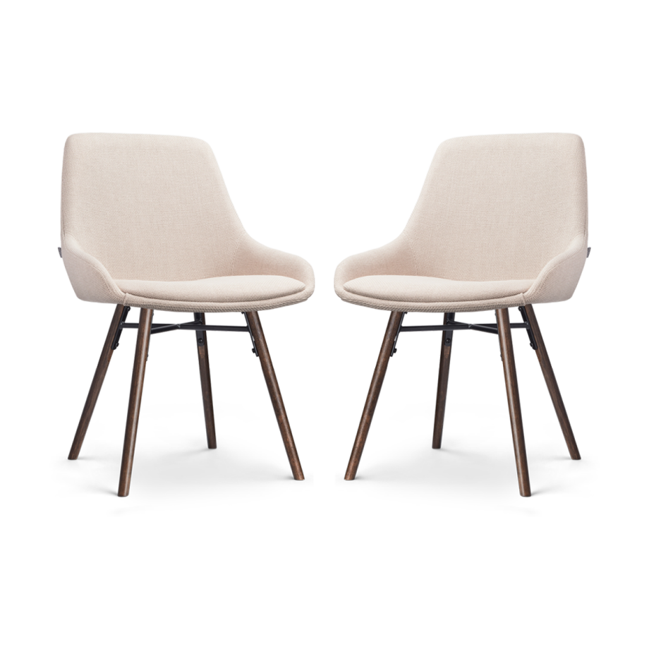 Nena-Isa eetkamerstoel beige - walnoot houten onderstel - set van 2 afbeelding 1
